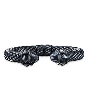 David Yurman Blackened Sterling Silver Renaissance Cable Cuff Bangle Bracelet