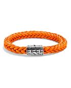 John Hardy Limited Edition Classic Chain Sterling Silver And Orange Leather Braided Bracelet