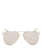 Le Specs Women's The Prince Rimless Mirrored Brow Bar Aviator Sunglasses, 57mm