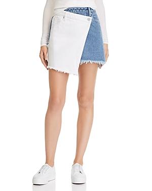 Blanknyc Color-block Overlay Denim Mini Skirt