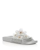 Marc Jacobs Women's Daisy Embellished Glitter Pool Slide Sandals