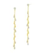 Freida Rothman Fleur Bloom Empire Linear Drop Earrings In 14k Gold-plated & Rhodium-plated Sterling Silver