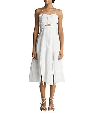 Reiss Nellie Embroidered Front Resort Midi Dress