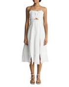Reiss Nellie Embroidered Front Resort Midi Dress