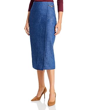 Tory Burch Denim Faux Wrap Midi Skirt