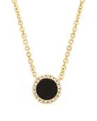 Moon & Meadow 14k Yellow Gold Kate Onyx & Diamond Halo Pendant Necklace, 18 - 100% Exclusive