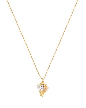 Kate Spade New York Love Birds Cubic Zirconia Heart Hands Pendant Necklace In Gold Tone, 17-20