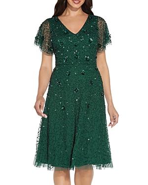 Adrianna Papell Beaded Flutter Dress
