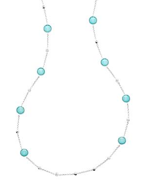 Ippolita Sterling Silver Lollipop Turquoise Doublet Stud Long Statement Necklace, 38