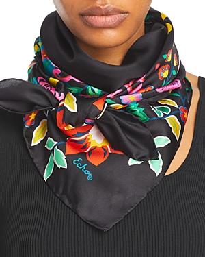 Echo Floral Border Silk Square Scarf
