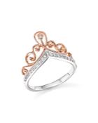 Diamond Crown Ring In 14k White And Rose Gold, .15 Ct. T.w.