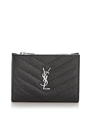 Saint Laurent Monogram Quilted Leather Zip Wallet
