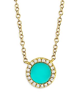Moon & Meadow 14k Yellow Gold Turquoise & Diamond Halo Pendant Necklace, 18 - 100% Exclusive