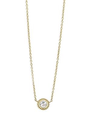 Lagos 18k Yellow Gold Covet Diamond Caviar Bead Solitaire Pendant Necklace, 16-18