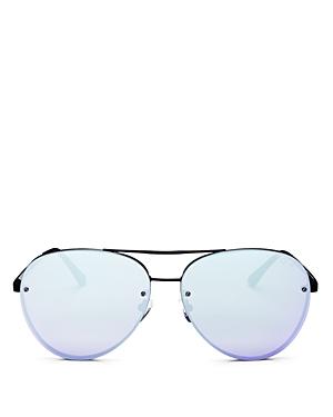 Quay Cool Innit Mirrored Brow Bar Aviator Sunglasses, 56mm