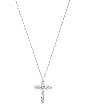Bloomingdale's Diamond Cross Pendant Necklace In 14k White Gold, 17-19l - 100% Exclusive
