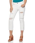 Bcbgeneration Distressed Cropped Boyfriend Jeans In White