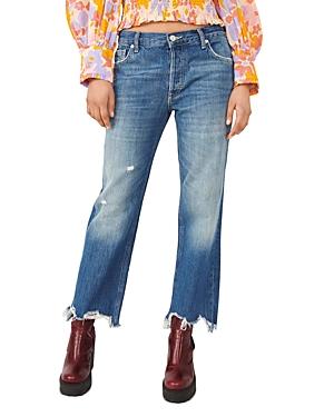 Free People Maggie Mid Rise Straight Leg Jeans In Sequoia Blue