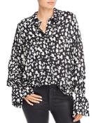 No Frills By Mother Of Pearl Snap-front Dot Blouse With Pearl Accents