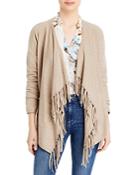 Sioni Fringe Trim Open Cardigan