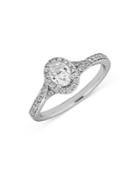 Bloomingdale's Oval Diamond Halo Engagement Ring In 14k White Gold, 0.75 Ct. T.w. - 100% Exclusive