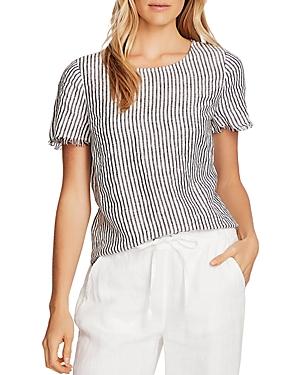 Vince Camuto Frayed-edge Striped Linen Shirt