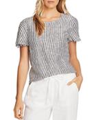 Vince Camuto Frayed-edge Striped Linen Shirt