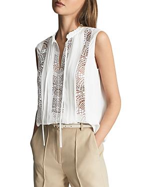 Reiss Greta Lace Trim Blouse