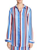 Lauren Ralph Lauren Embroidered Striped Pajama Top