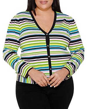Belldini Plus Striped Cardigan Sweater