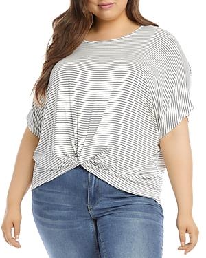 Karen Kane Plus Striped Twist Front Top
