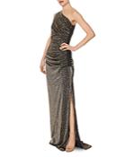 Laundry By Shelli Segal One-shoulder Metallic Leopard Gown