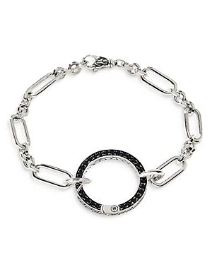 John Hardy Sterling Silver Classic Chain Black Sapphire & Black Spinel Amulet Collector Link Bracelet