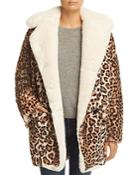 The Kooples Oversize Faux-fur Leopard-print Coat