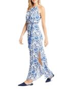 Karen Kane Floral-print Side-slit Maxi Dress