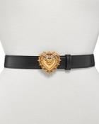 Dolce & Gabbana Women's Embellished Logo Buckle Leather Belt
