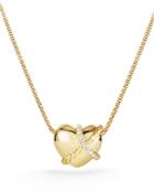 David Yurman Le Petit Coeur Sculpted Heart Pendant Necklace With Diamonds In 18k Gold