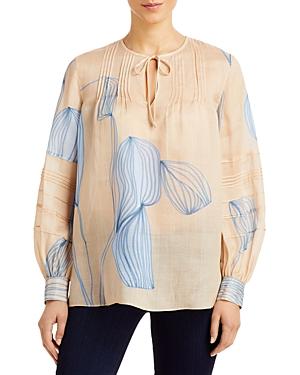 Lafayette 148 New York Eliza Printed Pintucked Blouse