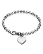 Gucci Sterling Silver Heart Charm Trademark Bracelet