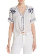 Rails Thea Embroidered Tie-front Top