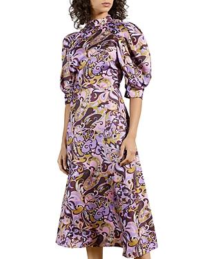 Ted Baker Printed Silk Short Sleeve Midi Dress