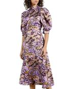 Ted Baker Printed Silk Short Sleeve Midi Dress