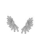 Hueb 18k White Gold Tribal Diamond Fan Statement Earrings