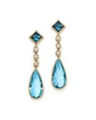 Olivia B 14k Yellow Gold London Blue Topaz, Swiss Blue Topaz & Diamond Drop Earrings - 100% Exclusive