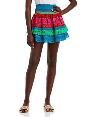Alice+olivia Bethie Smocked Tiered Mini Skirt