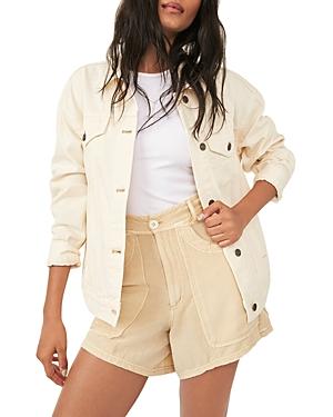 Free People Jolene Cotton Denim Trucker Jacket In Ecru