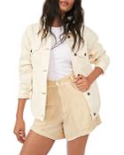 Free People Jolene Cotton Denim Trucker Jacket In Ecru