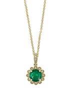 Bloomingdale's Emerald & Diamond Flower Pendant Necklace In 14k Yellow Gold, 18 - 100% Exclusive