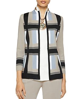 Misook Plaid Plain-knit Jacket