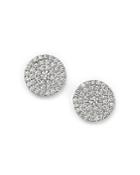 Diamond Cluster Circle Stud Earrings In 14k White Gold, 1.0 Ct. T.w.